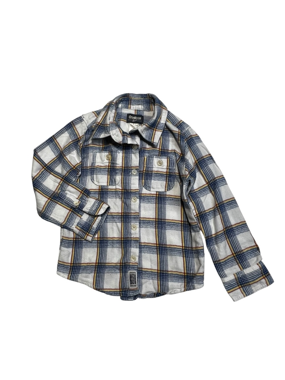 OshKosh B'gosh 3 Y Navy, White & Tan Plaid Button-Down Shirt